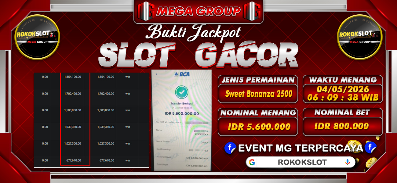 Bukti JP situs Rokokslot hari Senin, 04 Mei 2026