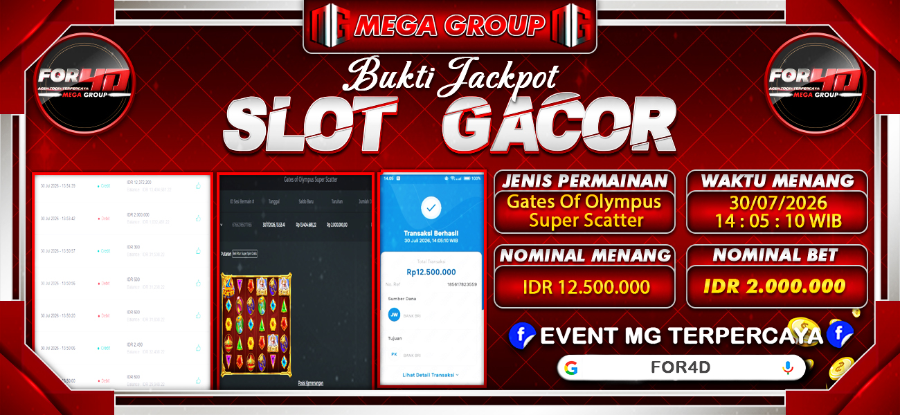 Bukti JP situs For4D hari Kamis, 30 Juli 2026