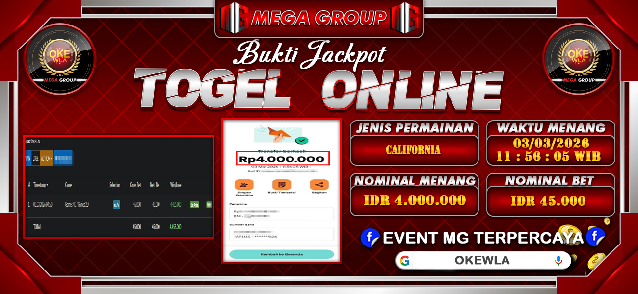 Bukti JP situs Okewla hari Selasa, 03 Maret 2026