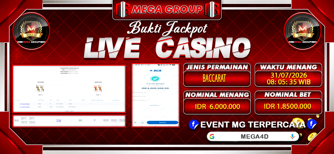 Bukti JP situs Mega4D hari Jumat, 31 Juli 2026