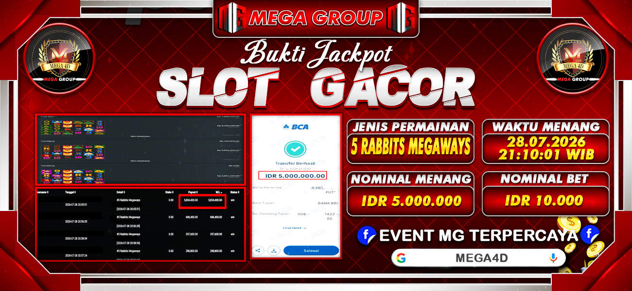 Bukti JP situs Mega4D hari Selasa, 28 Juli 2026