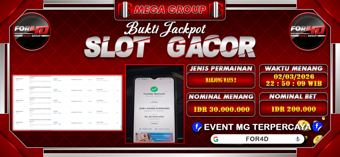 Bukti JP situs For4D hari Senin, 02 Maret 2026