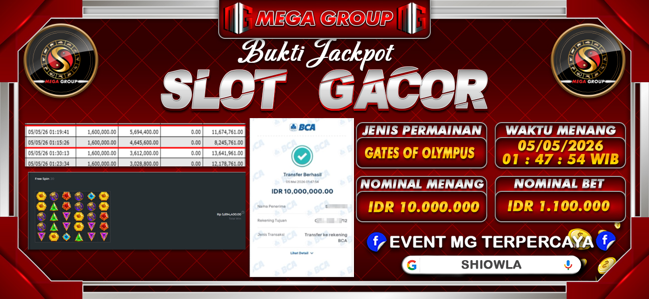 Bukti JP situs Shiowla hari Senin, 04 Mei 2026