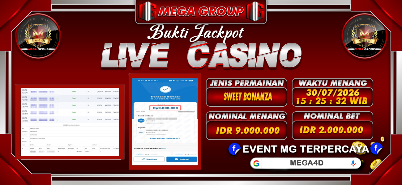Bukti JP situs Mega4D hari Kamis, 30 Juli 2026